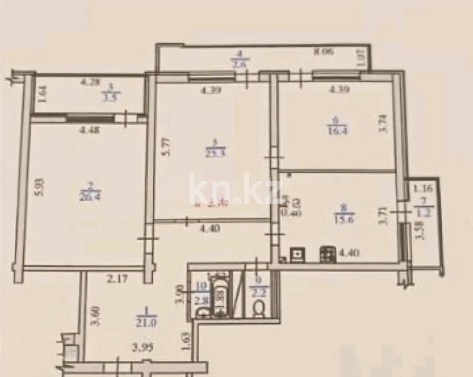 Продажа 3-комнатной квартиры, 117.5 м² в Алматы