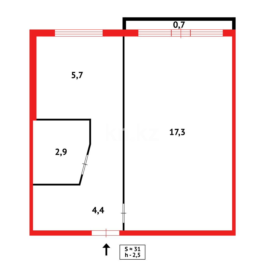 Продажа 1-комнатной квартиры, 31 м², пр. Строителей в Караганде - фото 6