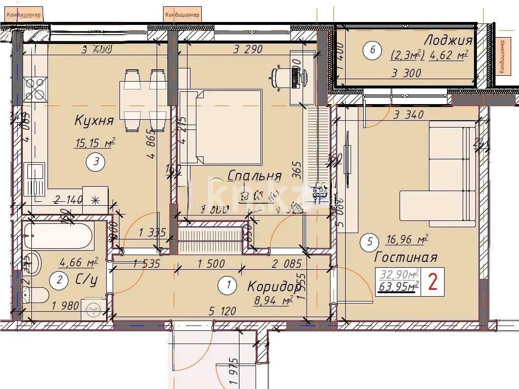Продажа 2-комнатной квартиры, 64 м² в Астане - фото 2