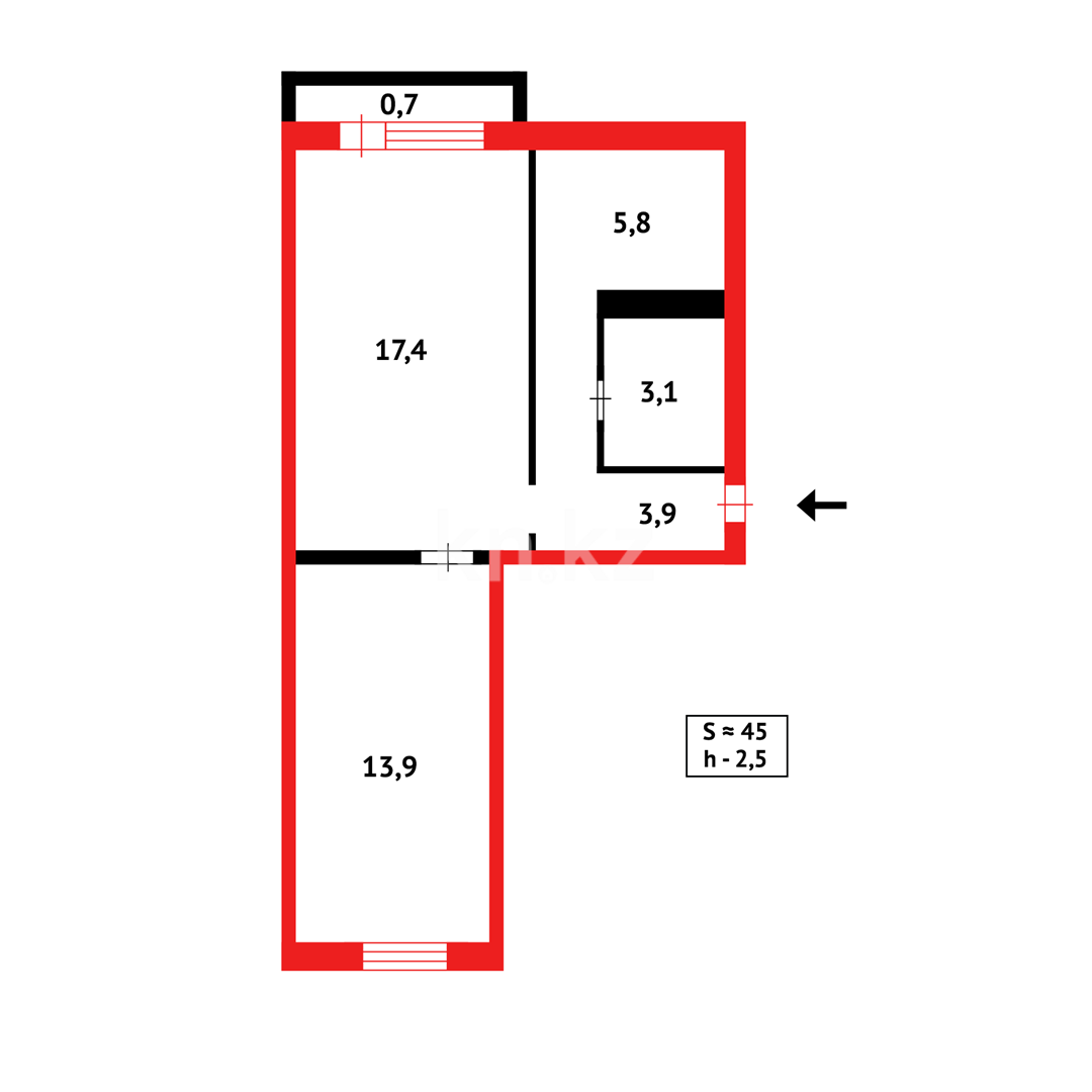 Продажа 2-комнатной квартиры, 44 м² в Караганде - фото 12