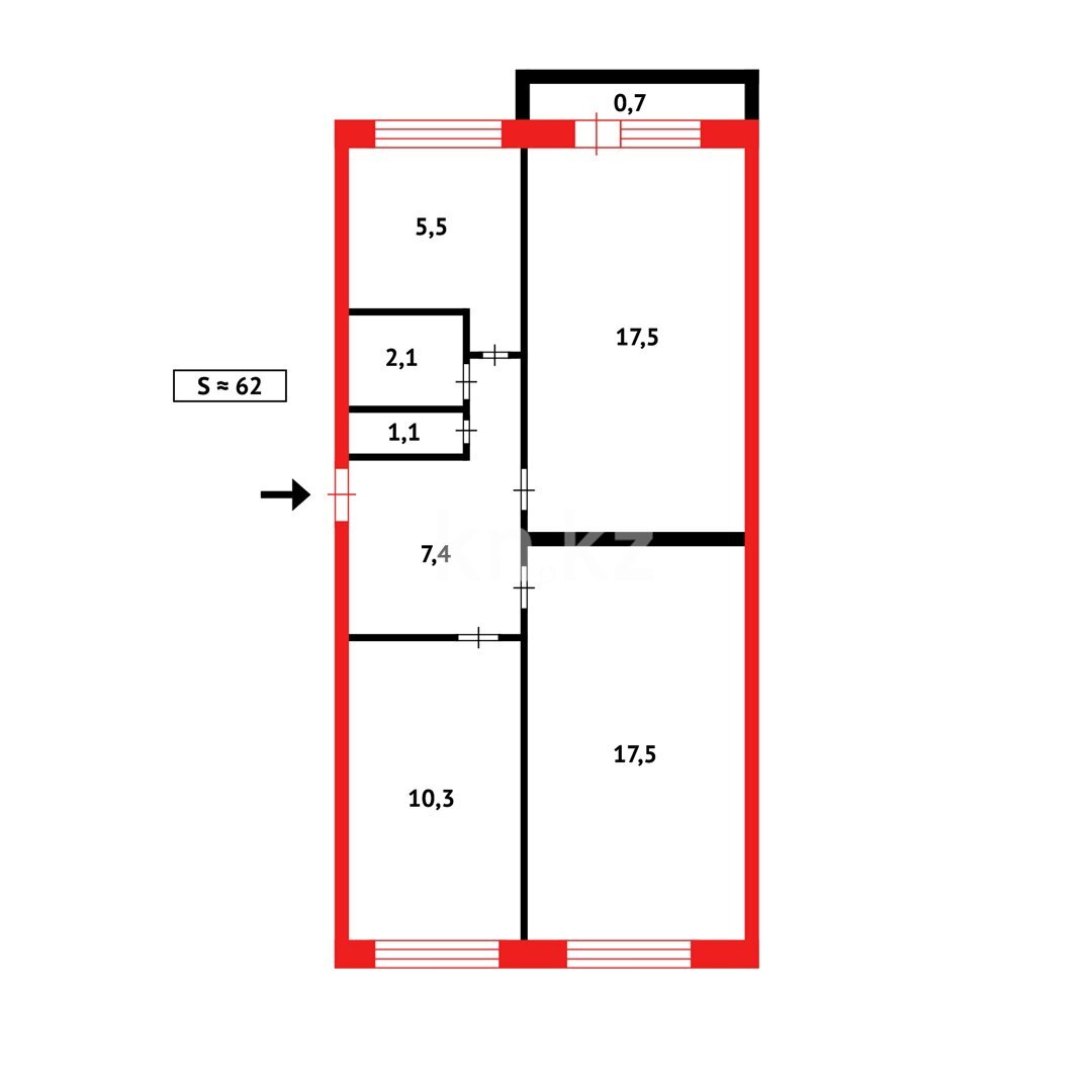 Продажа 3-комнатной квартиры, 62 м² в Караганде - фото 11