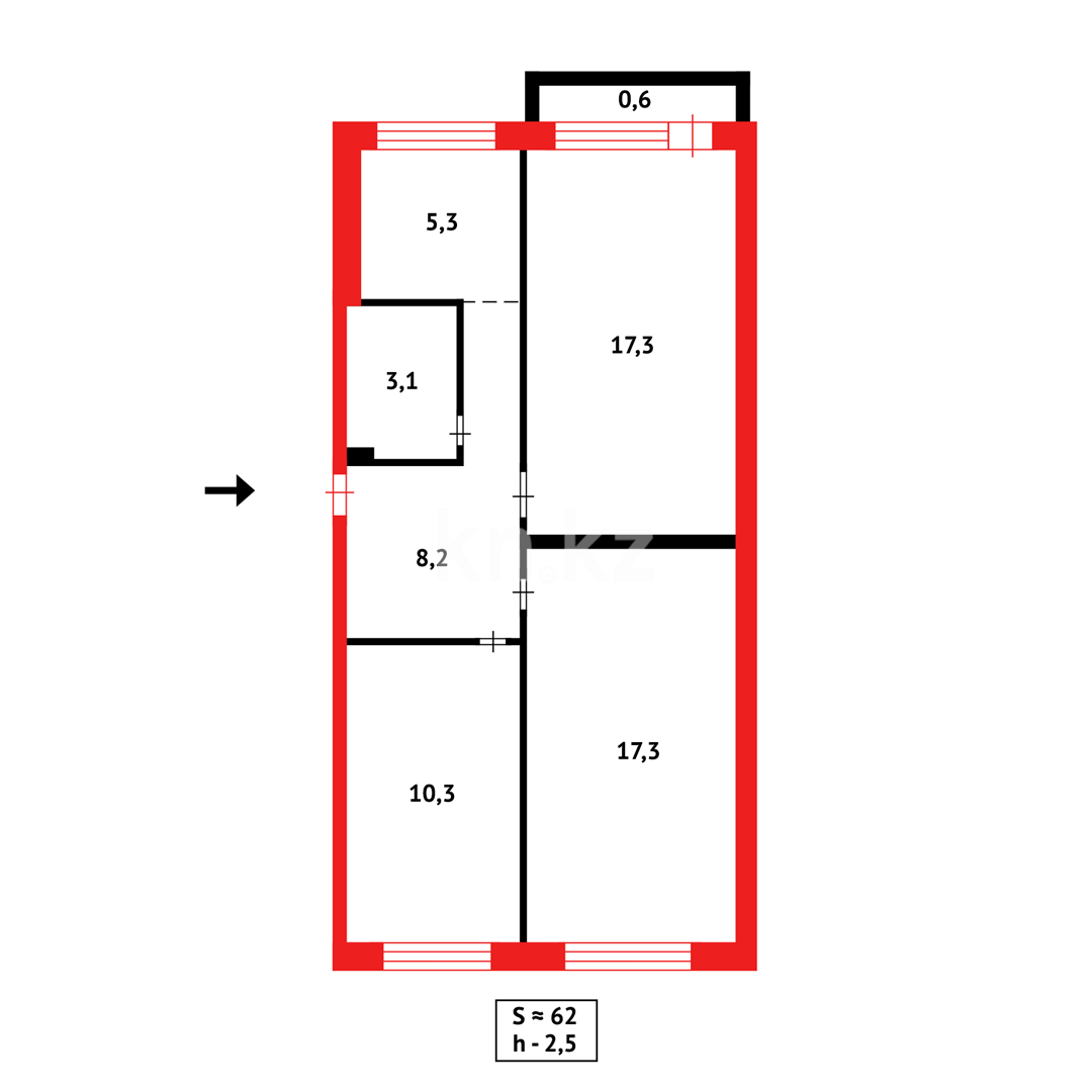 Продажа 3-комнатной квартиры, 62 м² в Караганде - фото 6