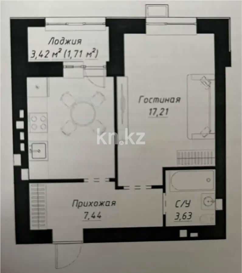 Продажа 1-комнатной квартиры, 41 м² в Астане