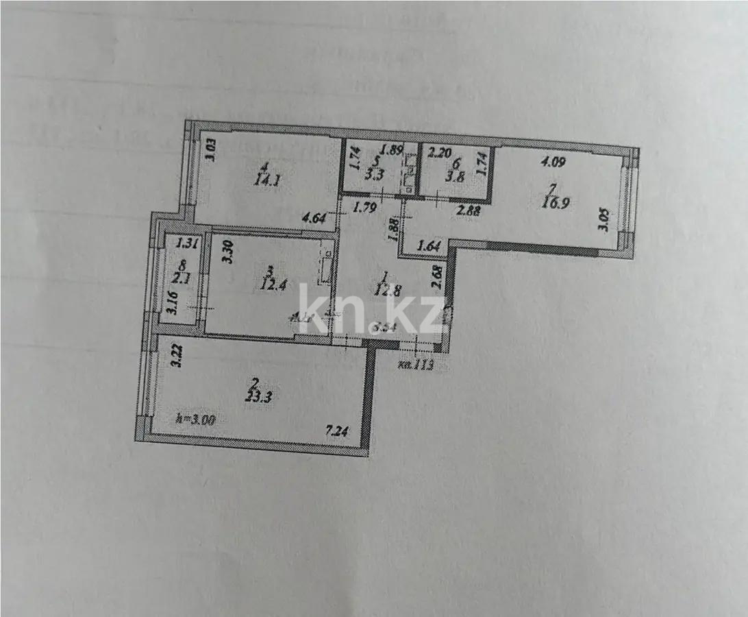 Продажа 3-комнатной квартиры, 88.7 м² в Астане