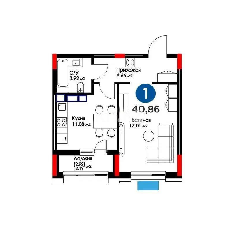 Продажа 1-комнатной квартиры, 40.86 м², ул. Мухамедханова, дом  6а в Астане - фото 5