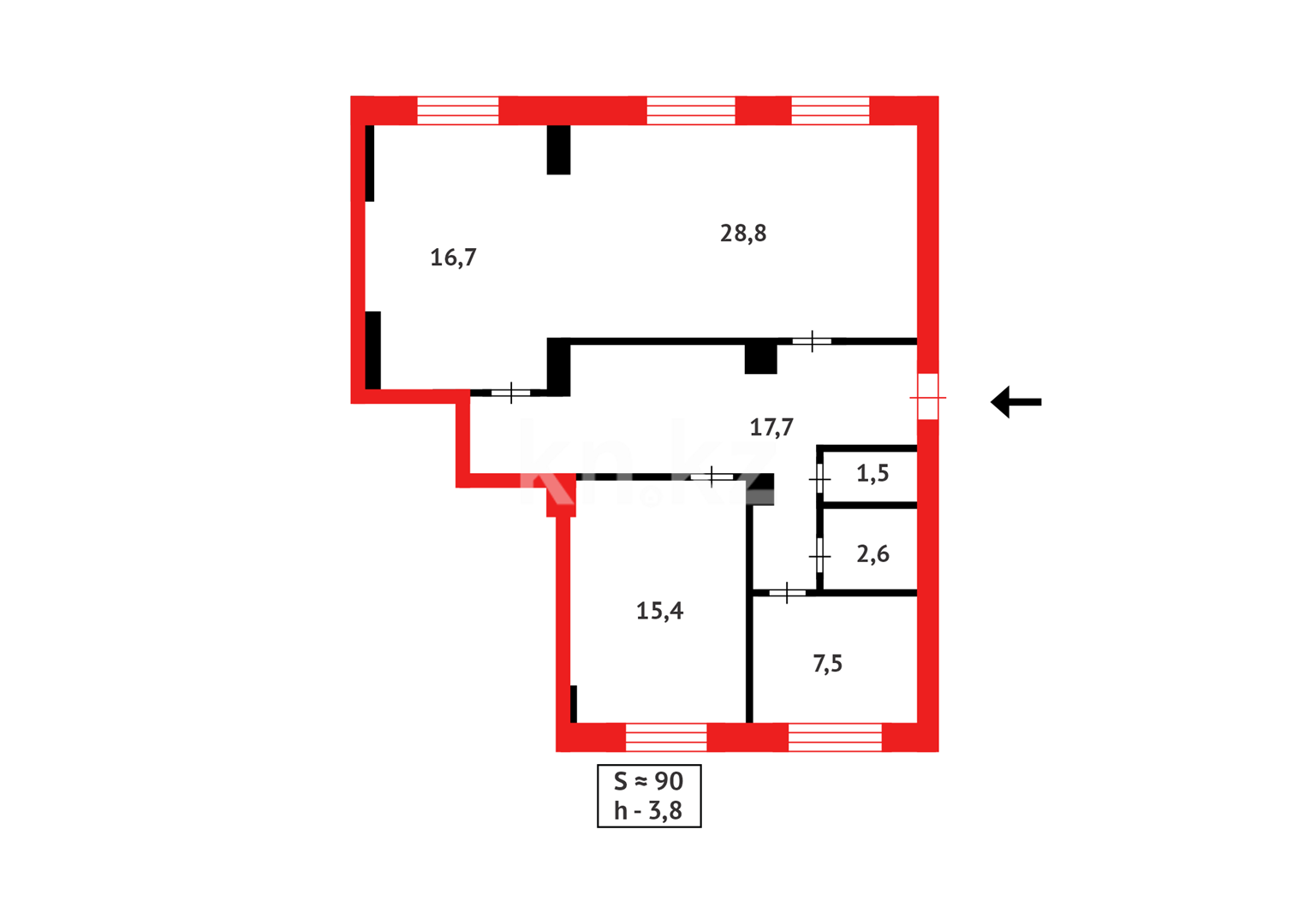 Продажа 3-комнатной квартиры, 90 м² в Караганде - фото 22