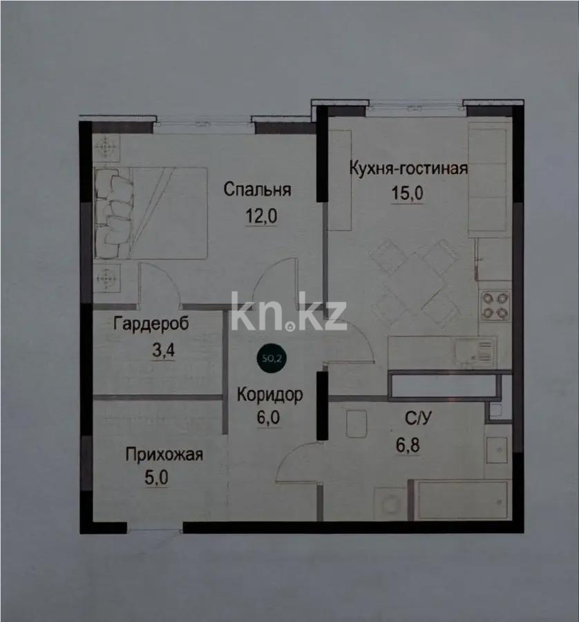 Продажа 2-комнатной квартиры, 50.2 м² в Алматы - фото 5