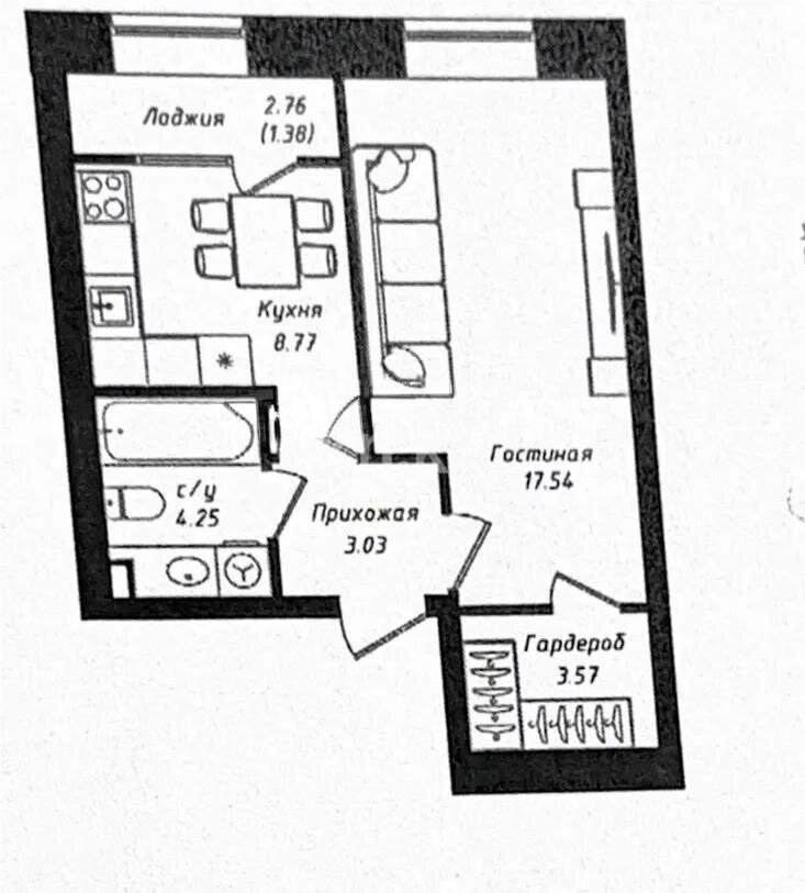 Продажа 1-комнатной квартиры, 39 м² в Астане