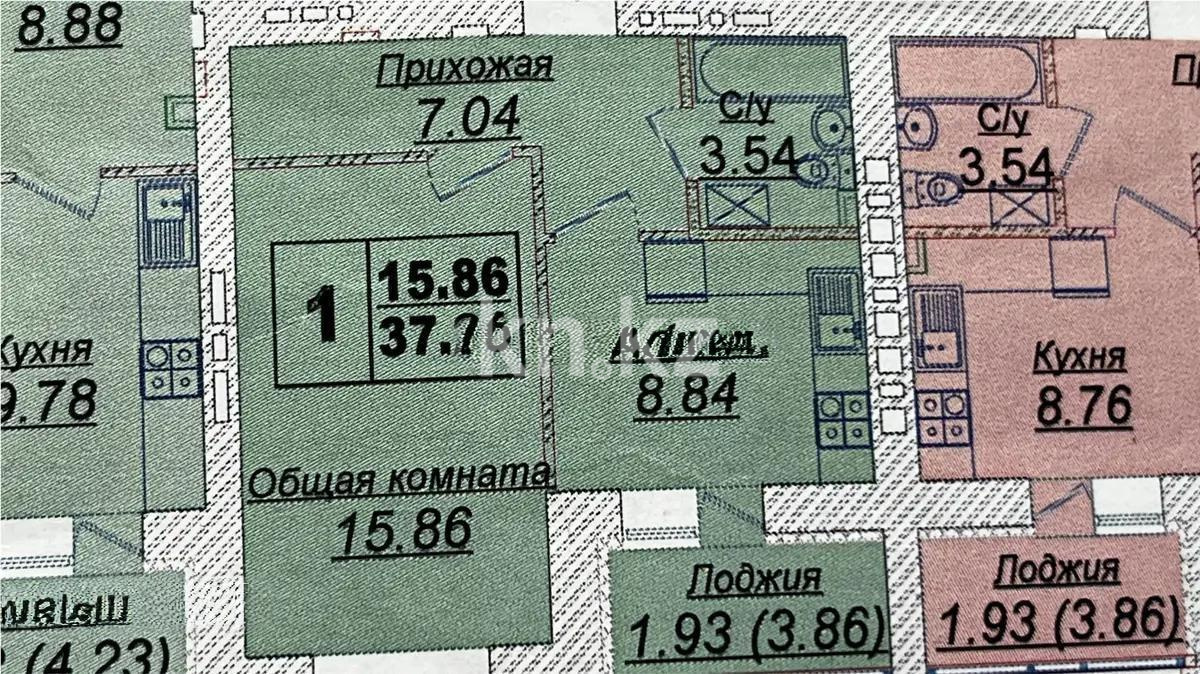 Продажа 1-комнатной квартиры, 37.8 м² в Астане