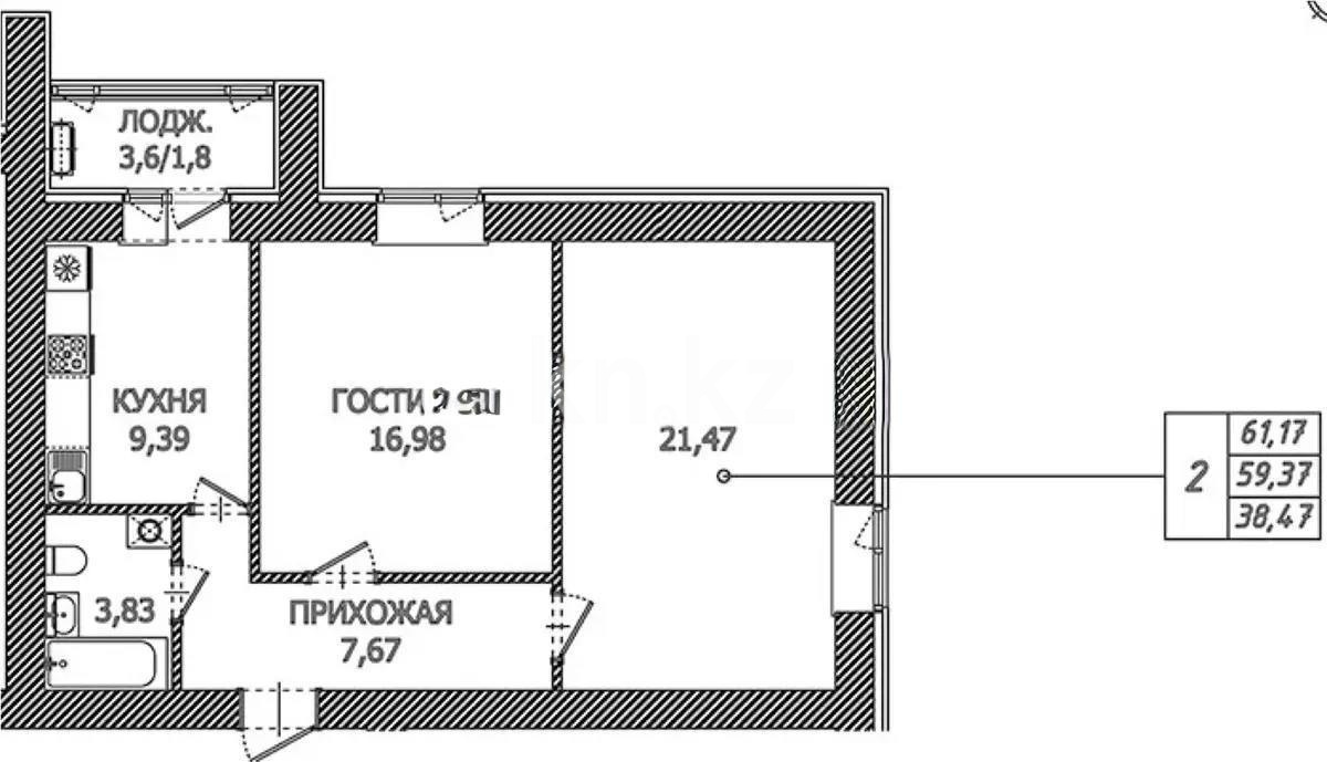 Продажа 2-комнатной квартиры, 62.5 м², ул. Айтматова, дом  45 стр в Астане