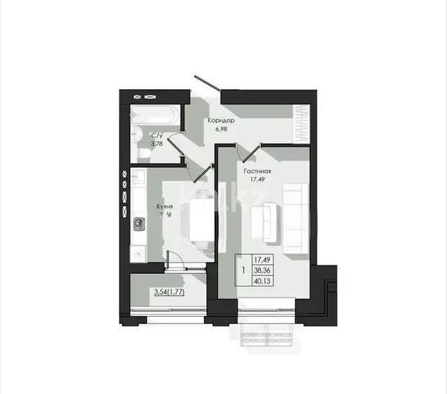 Продажа 1-комнатной квартиры, 40.13 м² в Астане