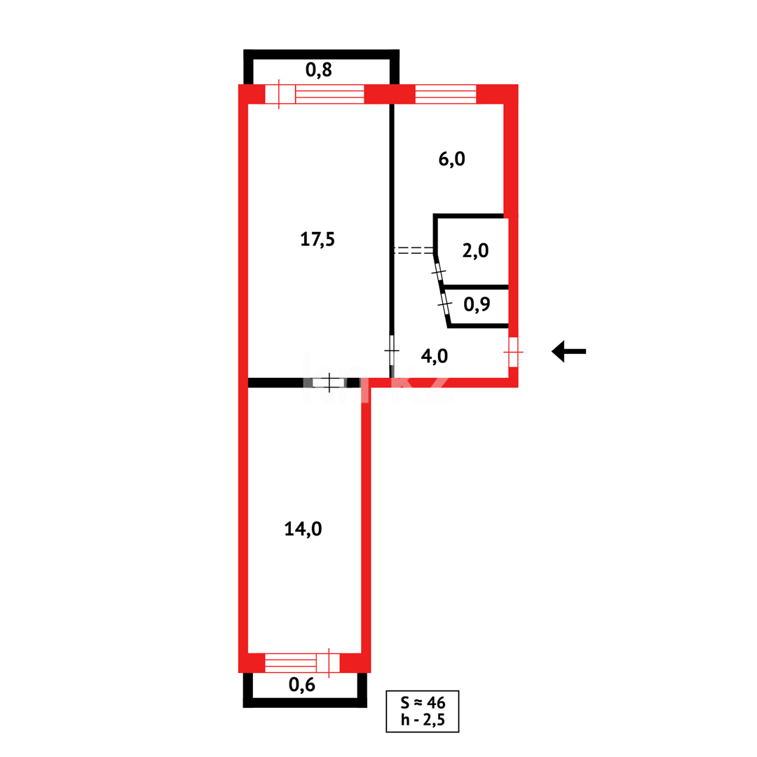Продажа 2-комнатной квартиры, 45 м², мкр-н 13 в Караганде - фото 8
