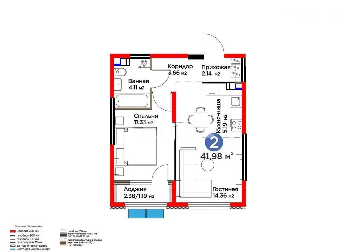 Продажа 2-комнатной квартиры, 43 м² в Алматы