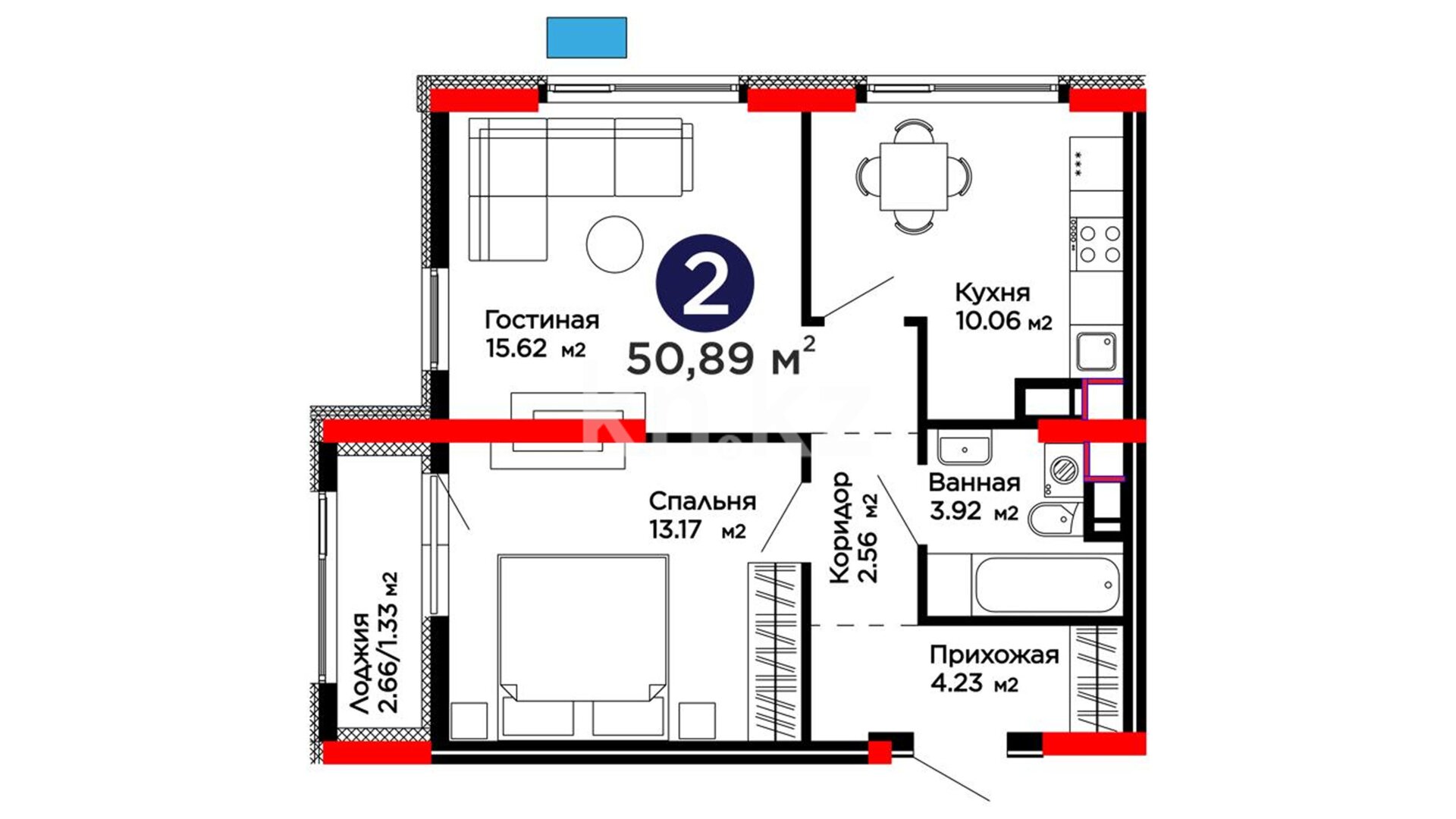 ЖК Capital Park Joy, 2-комнатная, цена 41 220 900 ₸, 810 000 ₸&nbsp;/&nbsp;м²