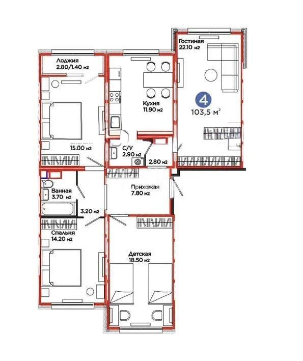 Продажа 4-комнатной квартиры, 103.5 м² в Астане