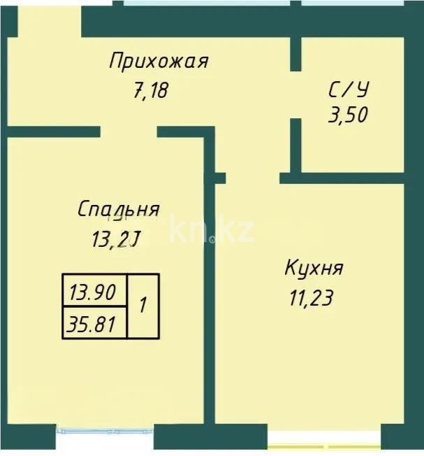 Продажа 1-комнатной квартиры, 35.9 м², ул. Аккемер, дом  14/1 в Астане