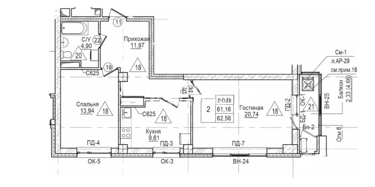 Продажа 2-комнатной квартиры, 63 м² в Астане