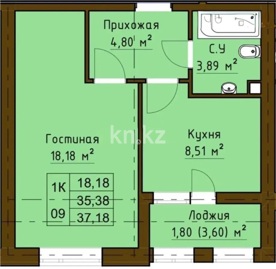 Продажа 1-комнатной квартиры, 35 м², ул. Арнасай, дом  5/1 в Астане