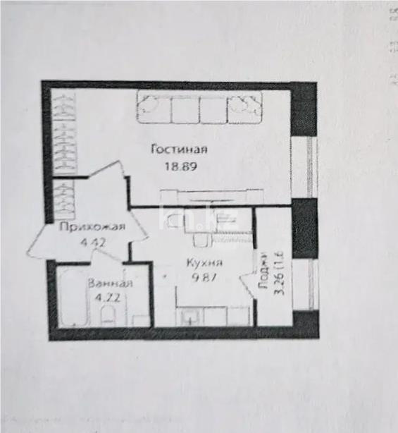 Продажа 1-комнатной квартиры, 39 м² в Астане