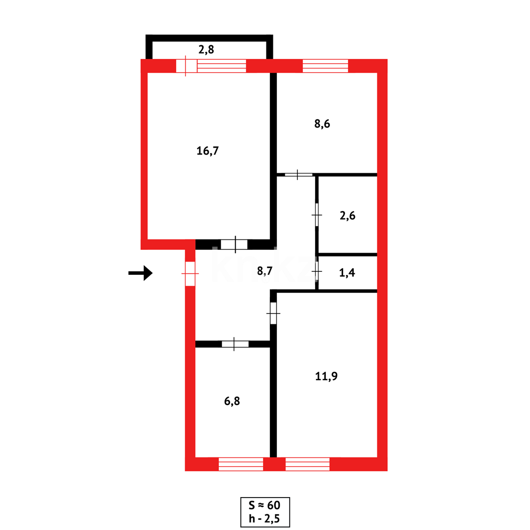 Продажа 3-комнатной квартиры, 58 м², мкр-н 2 в Абае - фото 11