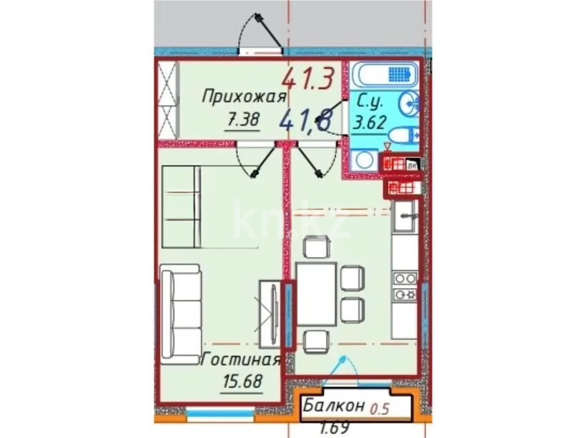 Продажа 2-комнатной квартиры, 41.1 м² в Алматы