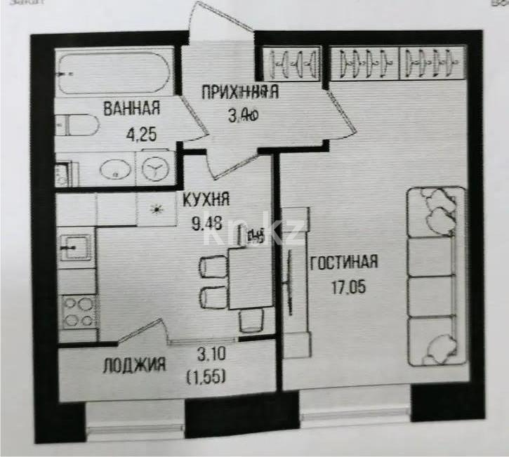 Продажа 1-комнатной квартиры, 36 м², ул. Серкебаева, дом  49 в Астане