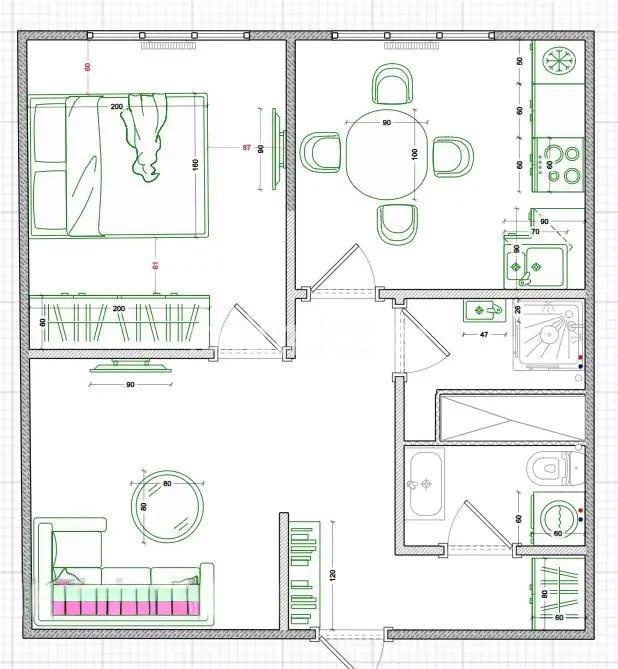 Продажа 2-комнатной квартиры, 60 м² в Алматы