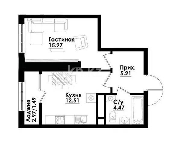Продажа 1-комнатной квартиры, 39 м², ул. Симферопольская, дом  1/2 в Алматы