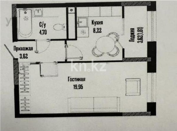 Продажа 1-комнатной квартиры, 38.5 м², ул. Жошы хана, дом  12/3 в Астане