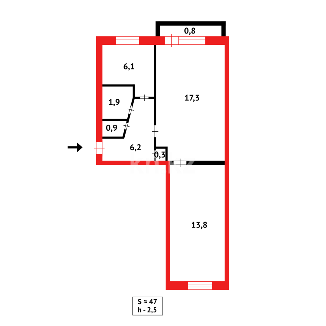 Продажа 2-комнатной квартиры, 48 м² в Темиртау - фото 7