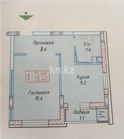 Продажа 1-комнатной квартиры, 35.4 м² в Астане