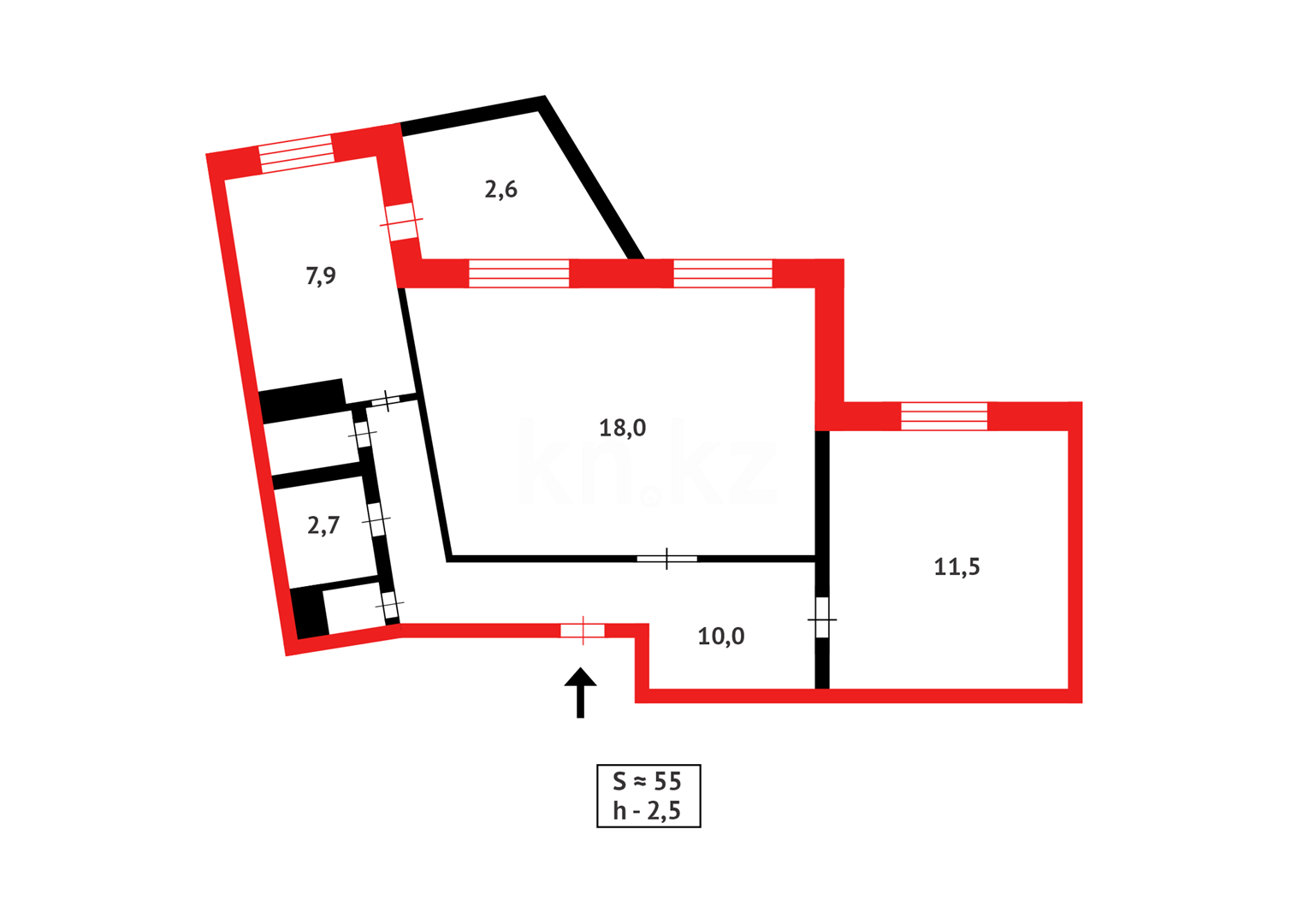 Продажа 2-комнатной квартиры, 54 м² в Караганде - фото 11