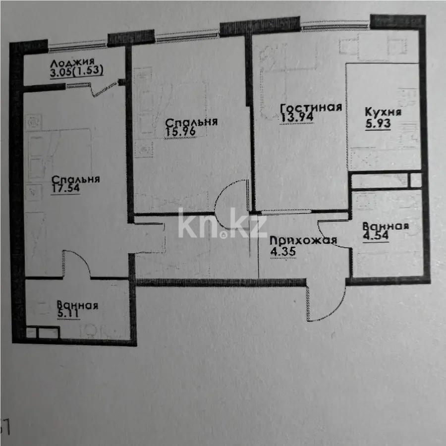 Продажа 3-комнатной квартиры, 75.1 м² в Алматы