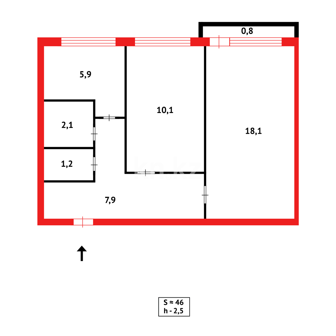 Продажа 2-комнатной квартиры, 45 м², пр. Строителей в Караганде - фото 10