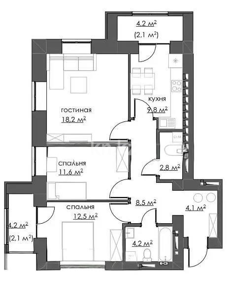 Продажа 3-комнатной квартиры, 80 м² в Караганде
