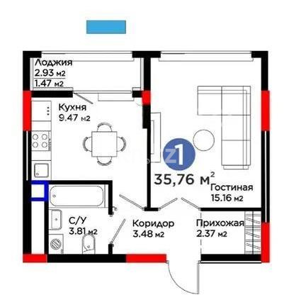 Продажа 1-комнатной квартиры, 36 м² в Астане