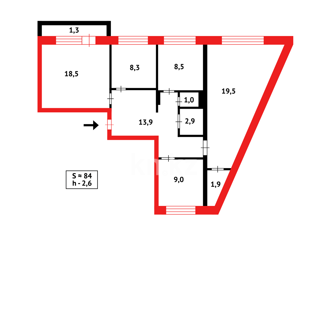 Продажа 4-комнатной квартиры, 82 м², мкр-н Степной-3 в Караганде - фото 17