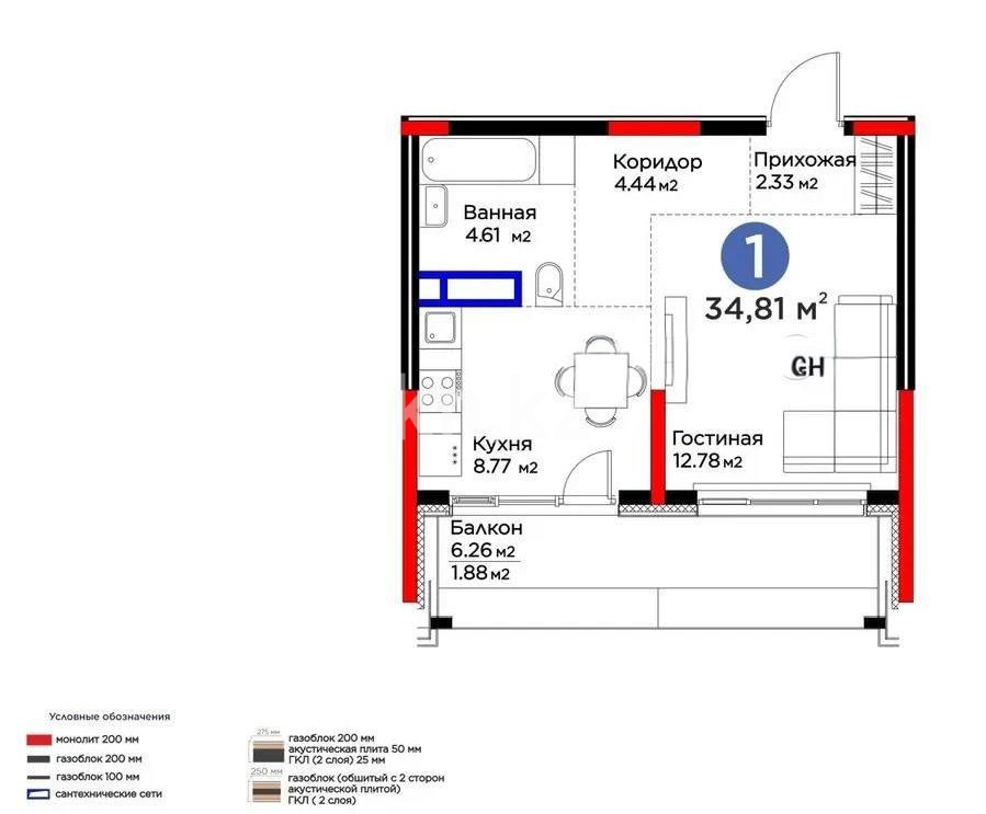 Продажа 1-комнатной квартиры, 35 м² в Алматы