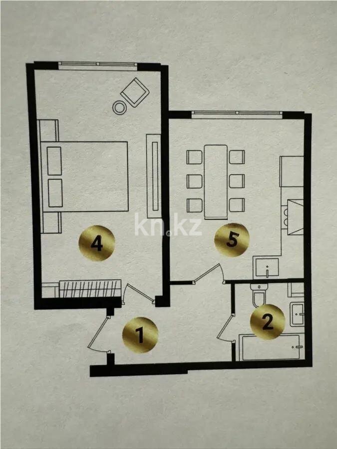 Продажа 1-комнатной квартиры, 45.81 м² в Алматы