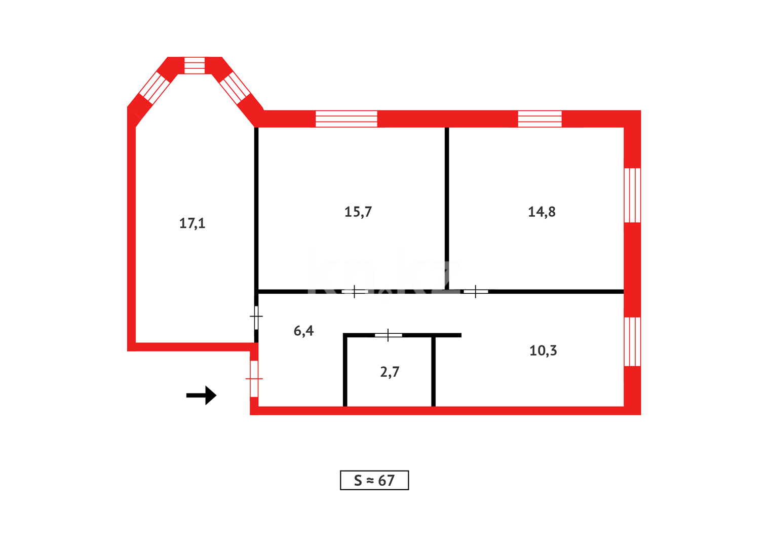 Продажа 3-комнатной квартиры, 67 м², пр. Строителей в Темиртау - фото 11