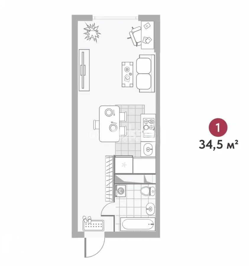 Продажа 1-комнатной квартиры, 34.5 м² в Алматы