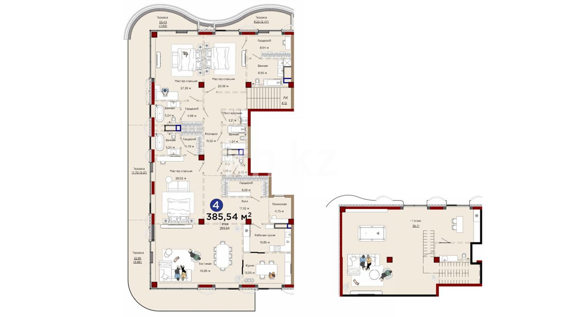 ЖК 1st by BI, 4-комнатная, цена 832 766 400 ₸, 2 160 000 ₸&nbsp;/&nbsp;м²
