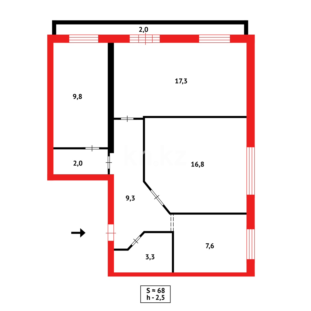 Продажа 3-комнатной квартиры, 69 м², ул. 6-й мик-н в Темиртау - фото 14
