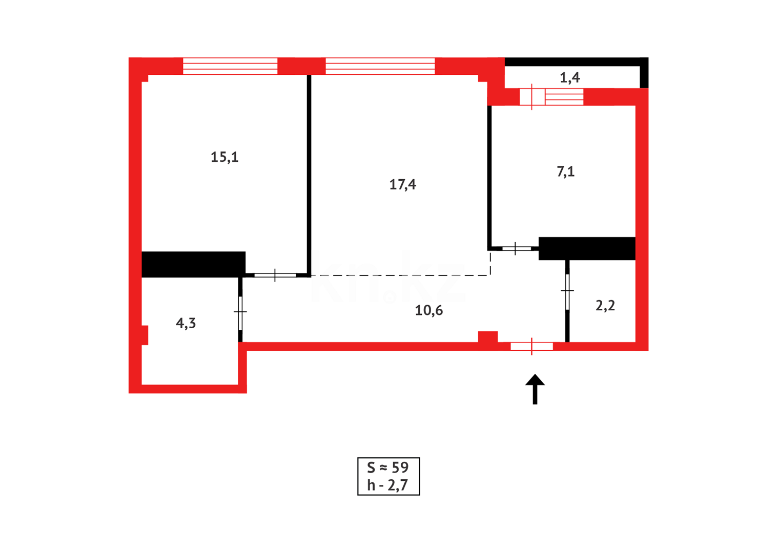 Продажа 2-комнатной квартиры, 58.8 м² в Астане - фото 12