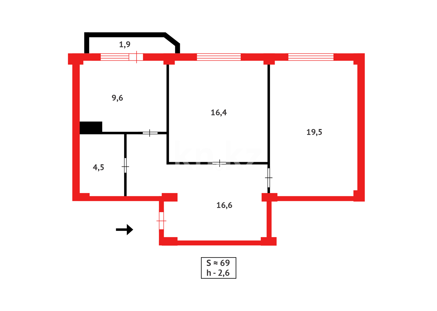 Продажа 2-комнатной квартиры, 68 м² в Караганде - фото 15