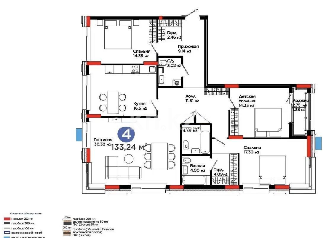 Продажа 4-комнатной квартиры, 133.24 м² в Астане - фото 3