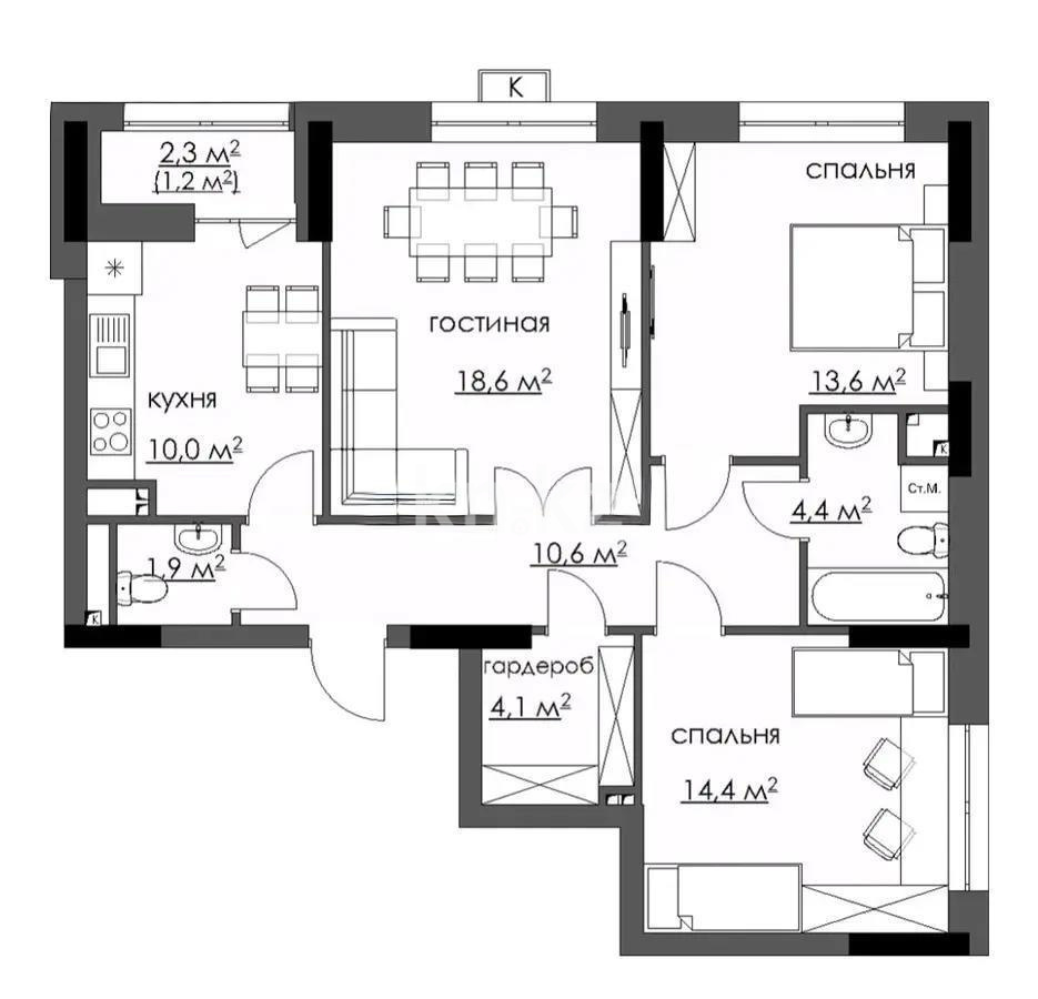 Продажа 3-комнатной квартиры, 84 м², ул. Ашимова, дом  7/1 в Караганде