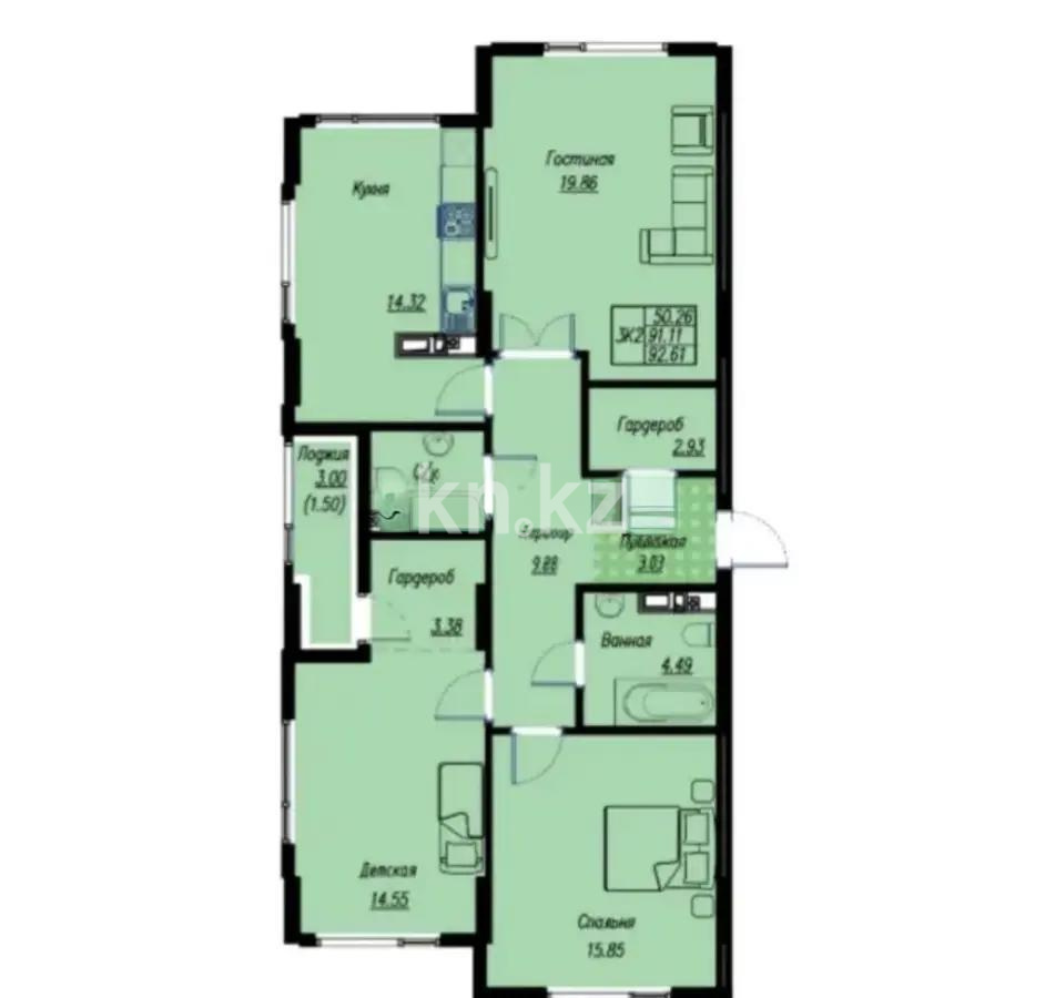 Продажа 3-комнатной квартиры, 93 м², ул. Е-496, дом  8 стр в Астане