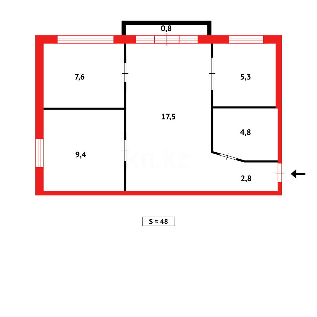 Продажа 3-комнатной квартиры, 47 м², пр. Мира, дом  90 в Темиртау - фото 19