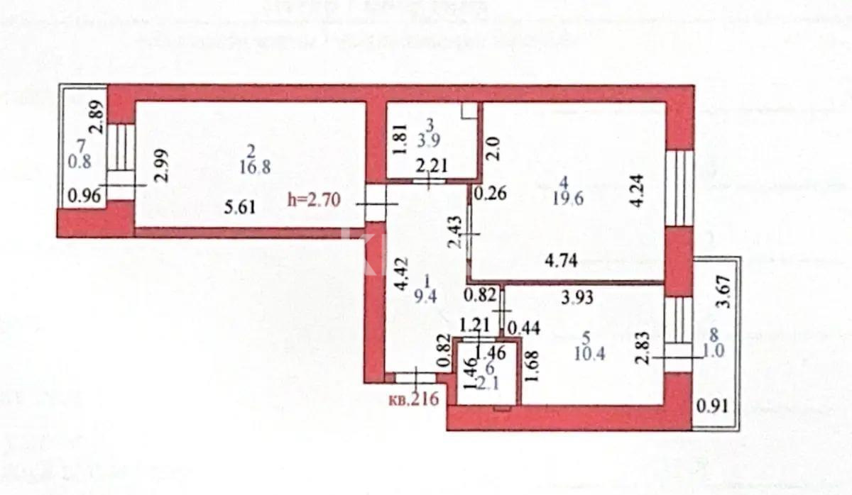 Продажа 2-комнатной квартиры, 64 м² в Астане
